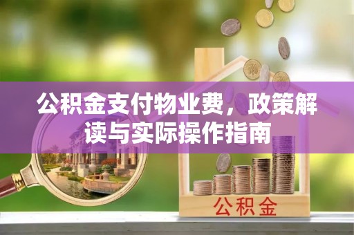 城关公积金支付物业费，政策解读与实际操作指南