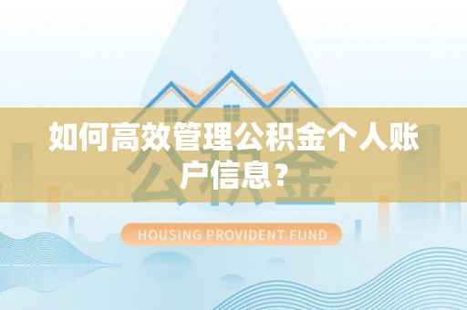 城关如何高效管理公积金个人账户信息？
